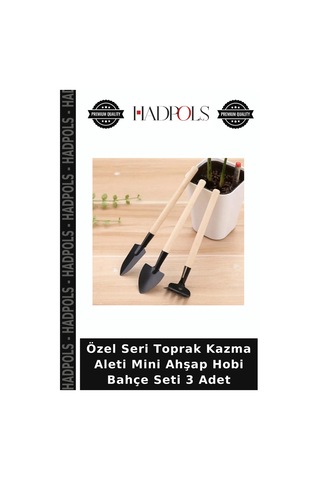 Özel Seri Toprak Kazma Aleti Mini Ahşap Hobi Bahçe Seti 3 Adet