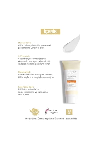 Sinoz Leke Kremi Vitamin C 3% Niacinamide 2% 40 Ml Sku: Smg8690010408266