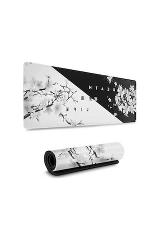 Besthome1 Xl Oyun Mouse Padı - Puf Kumaş, Anti-s Kaymaz Taban, Dayanıklı Kenar, 30x80cm, Siyah-beyaz