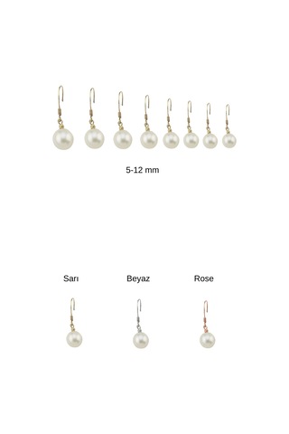 Dorikalı Beyaz Doğal İnci Küpe 6 Mm Sarı