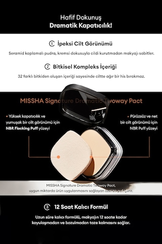 Islak Ve Kuru Kullanıma Uygun Mineral Pudra Signature Dramatic Twoway Pact No.21 Vanilla Spf 25/pa++ 21