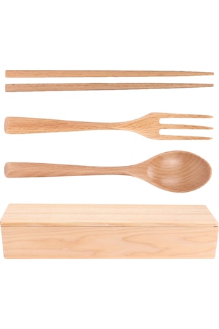 4 Adet/takım Taşınabilir Ahşap Çatal Bıçak Takımı Ev, Otel, Restoran Diğer