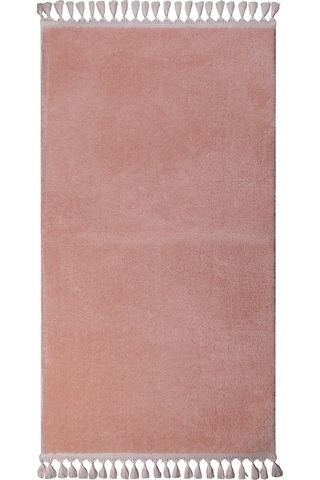 My Evilla Modern Dekoratif Örgü Saçaklı Simirna Peluş Halı Yolluk Pembe