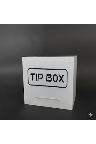 Kilitli Pleksi Masa Üstü Tip Box Bahşiş Kutusu Buz Beyazı 14x14xh13 Cm 1