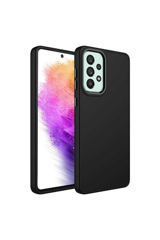 Zore Galaxy Uyumlu A23 Kılıf Metal Çerçeve Ve Buton Tasarımlı Silikon Luna Kapak - Laciv Lacivert