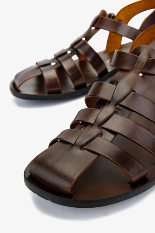 Valmenti Erkek Hakiki Deri Kahverengi Düz Sandalet 1152 019 Erk Sndlt Y25 Marrone Kahverengi