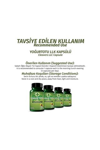 Gökçek Şifa Yoğurt Otu LLK (Cleavers Llc Capsule) 60 Kapsül