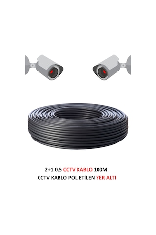 Fury 2+1 0.5mm Polietilen Yer Altı Cctv Kablo Güvenlik Kamera Kablosu 100m