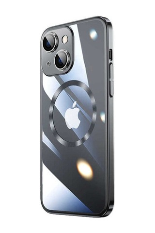Apple Uyumlu iPhone 14 Kılıf Wireless Şarj Özellikli Sert Pc Zore Riksos M-safe Kapak Siyah
