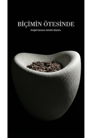 43x45 Cm Beton Dokulu Polyester Amorf Kırık Beyaz Dekoratif Saksı