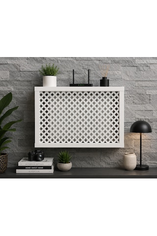 Modern Dekoratif Duvara Asılabilir Mdf Sigorta Ve Modem-wifi Saklama Kutusu 25x35 Cm Derinlik 10cm Beyaz