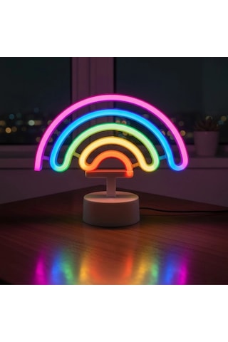 Plastik Gökkuşağı Neon Led Işık Dekoratif Renkli Masaüstü Ve Ambiyans Aydınlatması 5047 10 Parça Siyah