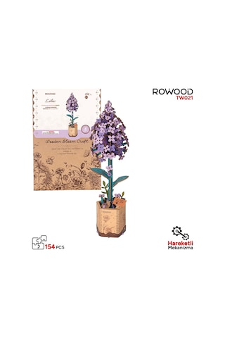 Rowood Tw021 Leylak Çiçeği Lilac Dıy Minyatür Maket Model Seti Ahşap 3d Wooden Puzzle 3d Model Kit Ahşap Maket Dekoratif Hobi Seti