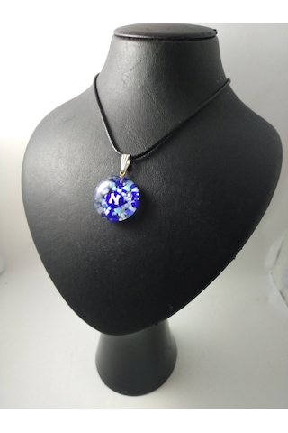 Cam Harf Kolye – Handmade El Yapimi Murano– (N) Harfi Modeli Gümüş