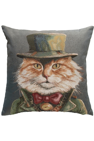 Mudo Home Kedi Goblen Kırlent 45x45 Çok Renkli