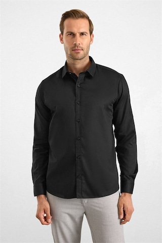 Süvari Siyah Slim Klasik Yaka Düz Casual Gömlek Sgm1008400019-s09