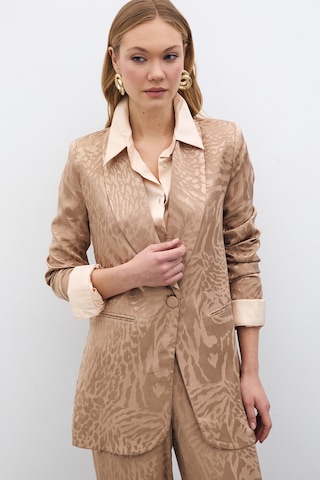 Sateen Desenli Saten Ceket - Vizon-134951 Vizon