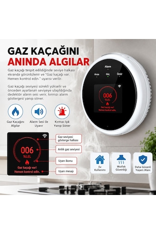 Sunup Sn-38805 Wi-fi Akıllı Doğal Gaz Ve Sıcaklık Ev Tipi Kaçak Dedektörü Tft Ekranlı