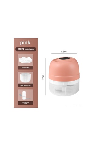 Dianziye Ev Elektrikli 100ml Mini Mutfak Aleti: Sarımsak Dövme, Et Çırpma Ve Bebek Yemeği Hazırlama - Kablosuz, Taşınabilir Pembe Yeni Pembe