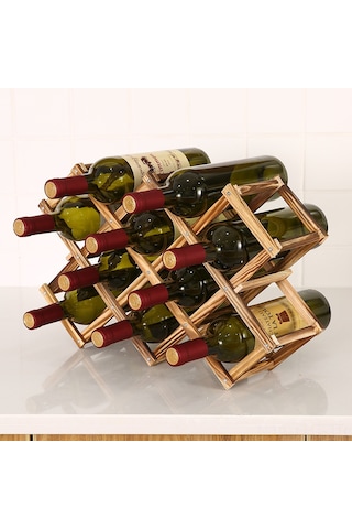 Hangfox Ahşap İçki Rafı, Gökyüzü Ağacı Malzemesi, Yaratıcı Katlanabilir Tasarım, Beş Şişelik Kapasite, Ev Dekorasyonu, Dayanıklı Kullanım