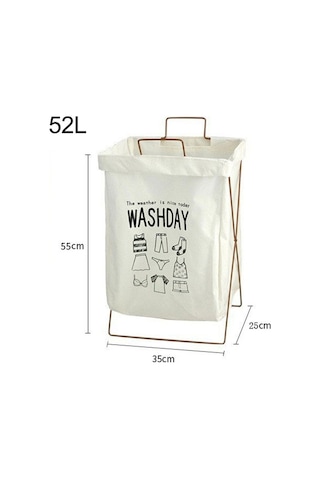 Novahub 52 L Katlanabilir Demir Raf Çamaşır Sepeti Pamuk Keten Kirli Giysiler L Bonne Diğer