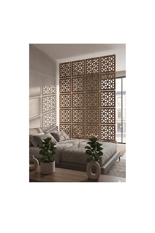 Lazer Kesim Paravan, Ahşap Separatör, Oda 4'lü Panel Levha Model04 40 X 40 Cm