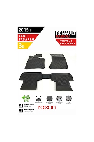 Renault Kadjar 2015+ 3d Havuzlu Paspas Tam Uyumlu Su Geçirmez, Kaymaz