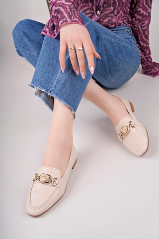 Aymood Kadın Loafer Makosen Casual Tokalı Günlük Ayakkabı Şık Ve Rahat C Nude Cilt Bej