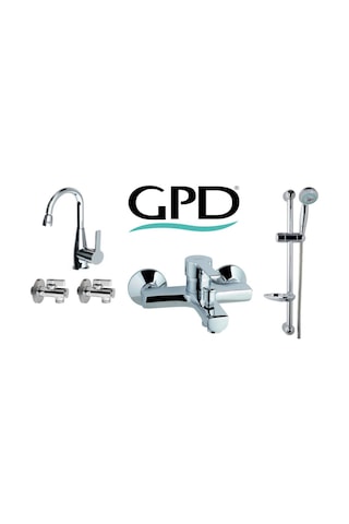 Gpd Solus 5 Parça Banyo Armatür Musluk Batarya Seti Mbb55-mtl55-d Krom