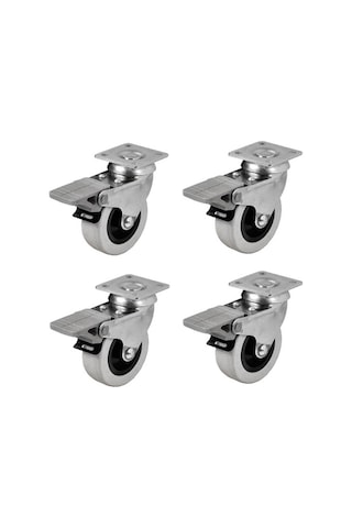 4 Adet Hts Döner Tablalı Frenli Mobilya Tekeri Çap : 52 Mm Kod : 254