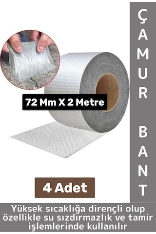 Ultra Güçlü Su Geçirmez Isıya Dayanıklı Alüminyum İzolasyon Tamirat 72 Mm X 2 Metre Çamur Bant 4 Adt