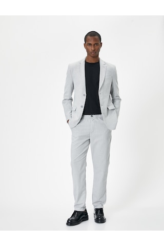 Koton Blazer Ceket Slim Fit Cep Detaylı Düğmeli Gri 5wam50001hk Gri
