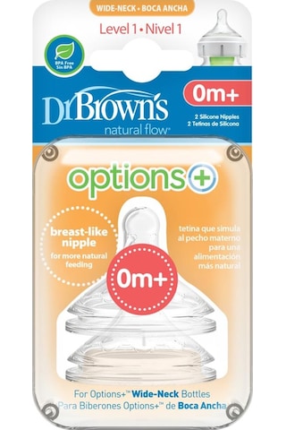 Dr.Brown'S Geniş Ağız 2.Seviye 0+ Silikon Biberon Emziği 2'Li