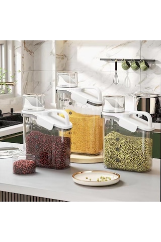 Hava Geçirmez Gıda Saklama Kapları Tahıl Dağıtıcı Tahıl Kabı Saklama Kutusu Pirinç Dağıtıcı Tahıl Dağıtıcı Mutfak Düzenleyici Mavi