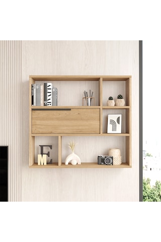 Robin Home Lidya Duvar Rafı Kitaplık Kapaklı Sepet