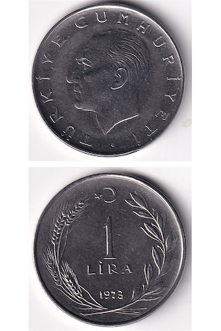 1 Lira 1973 Çil Eski Madeni Para