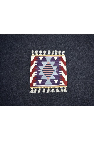 Zehra Abla Halı Yeni El Dokuma Kare Köşe Sandalye Minderi Pınarbaşı Kayseri Yün Kilim 7094 Çok Renkli
