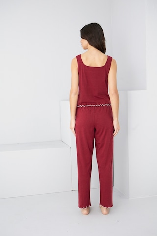 Siyah İnci Kalın Askılı Örme Pijama Takım7884 Bordo