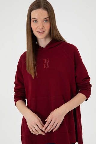 U.S. Polo Assn. Kadın Bordo Yırtmaçlı Kapüşonlu Sweatshırt 50313611-VR014