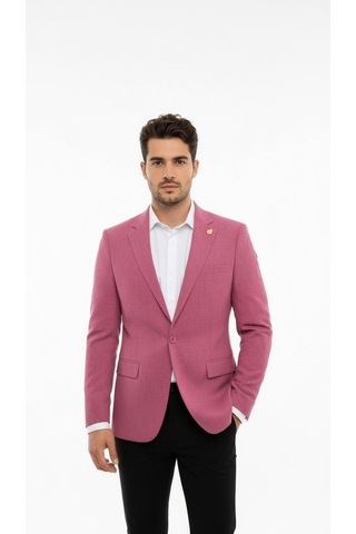 Plus Scorpion Gül Kurusu Erkek Slim Fit Tek Düğmeli Blazer Ceket Astarlı, Şık Ve Modern Kesim Gülkurusu