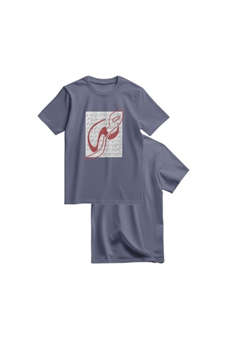 Unisex Kısa Kollu Hat Sanatı Ve Tarihi Kolaj Baskılı Tişört S - 2xl T300031 Koyu Gri
