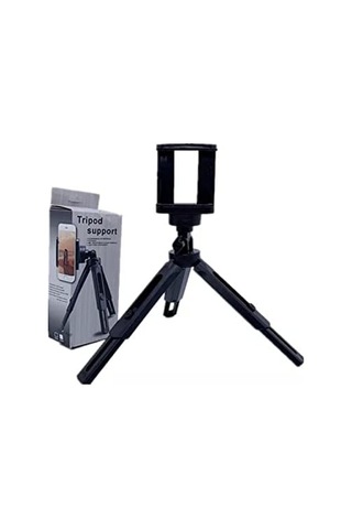 Profosyonel Telefon Tutucu Ayarlı Tripod 360 Derece Dönebilir Tripot Siyah