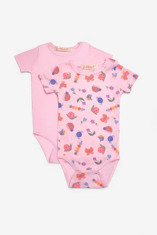 Le Mabelle Pembe Çiçek Desenli İkili Kız Bebek Zıbın Set - Zoe Pembe