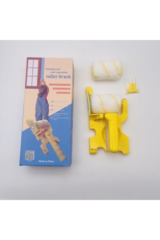 Dofolink Sınır Olmayan Zırhlı Boya Fırçası - Çok İşlevli Duvar Renklendirme Aracı Sarı, Kısa Saplı Set: 1 Fırça + 2 Rulman + 2 Tırpan