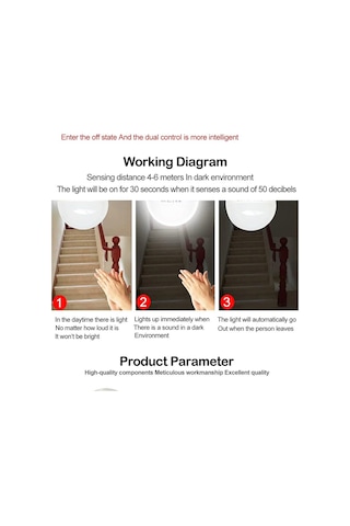 Led Sensörlü Işık 3w 5w 7w Ses Ve Işık Kontrolü Yuvarlak Işık Otomatik Anahtar Led Gece Lambası Sensörü Tavan Lambası 3w Diğer