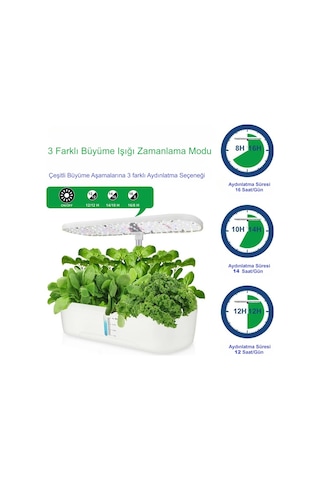 Hymark Hidroponik Topraksız 12 Bölmeli Bitki Yetiştirme Kiti 3 Mod 139 Led Tam Spekturumlu Bahçe Kiti