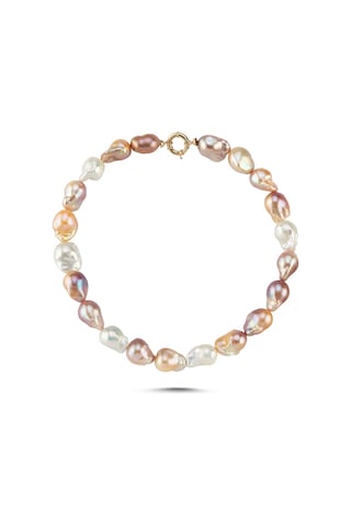 Multicolor Doğal Barok İnci Kolye Rose Gold