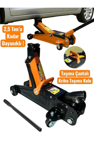 Schmıtzer Sch-a3ylt 2,5 Ton A Kadar Dayanıklı Çelik Araba Kaldırma Oto Krikosu Çantalı Tekerlekli Hidrolik Timsah Kriko