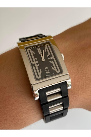 Bvlgari Rettangolo Kauçuk Kordon Erkek Kol Saati RT45S 2. El