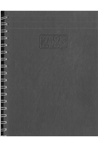 Sim 2026 Ajanda Spiralli Suni Deri Siyah 17x24 Hafta Sonları Birleşik Siyah